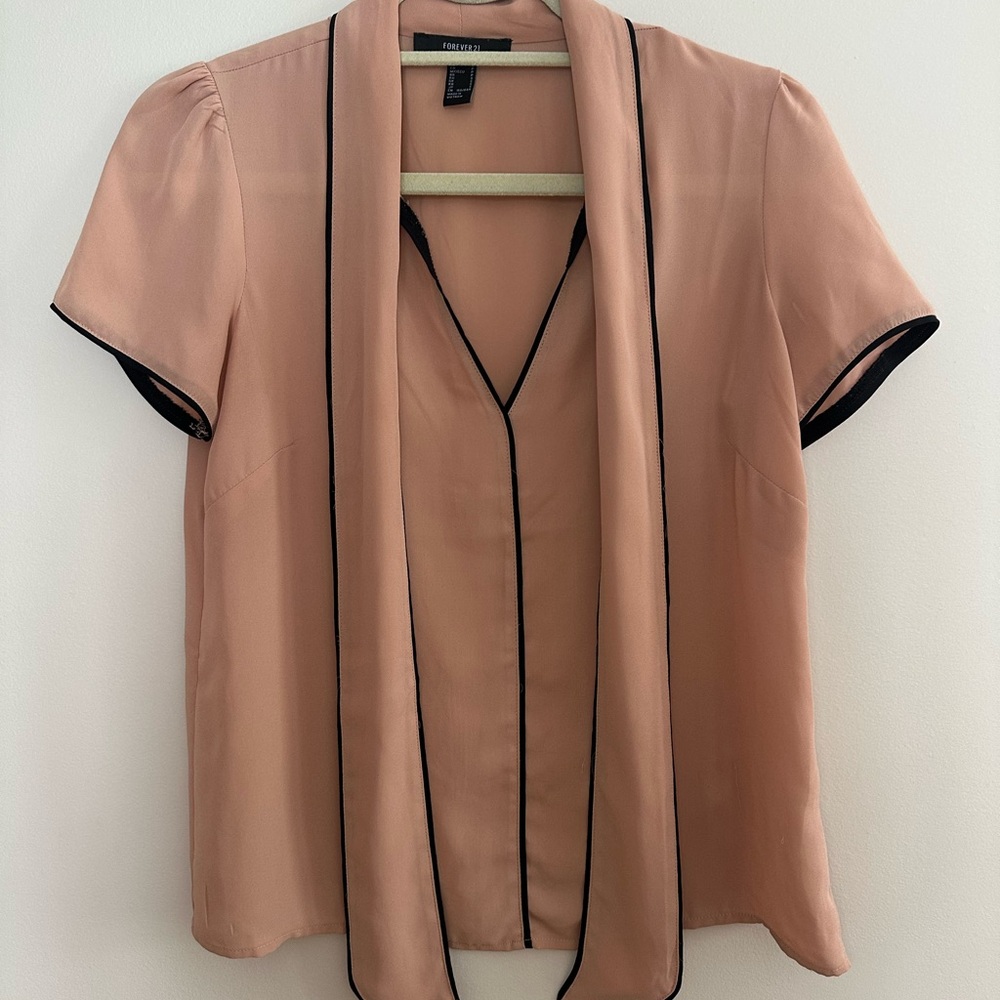 Forever 21 Peach Blouse with Black Accents